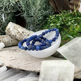 Βραχιόλι Mala Blue Aventurine με βελούδινο πουγκί