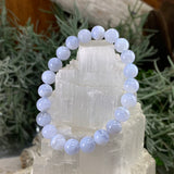 Mala Blue Lace Agate Armband med sammetspåse