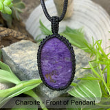 Charoite Macrame hänge halsband