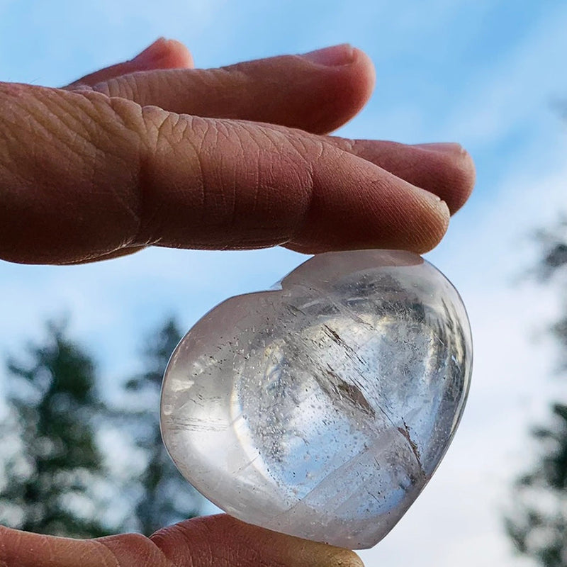 READY Clear Quartz Heart - palmstone