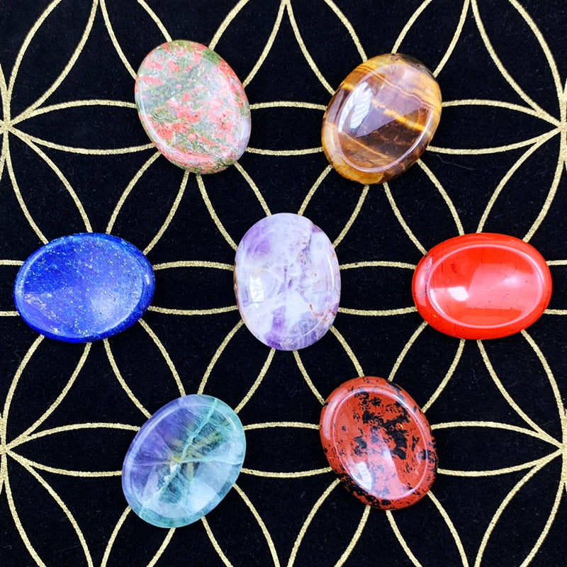 Don’t Worry Stones Chakra Set + Velvet Bag