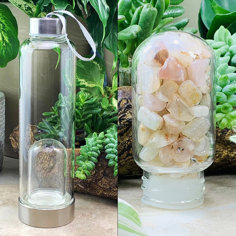 WWW - PRICING - Flower Agate Gem Pod Crystal Water Bottle - water