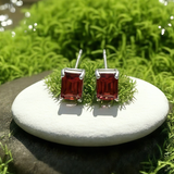 Garnet & Silver "Courage" Stud Earrings