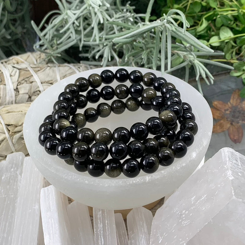 Mala Golden Obsidian Armband Med Påse