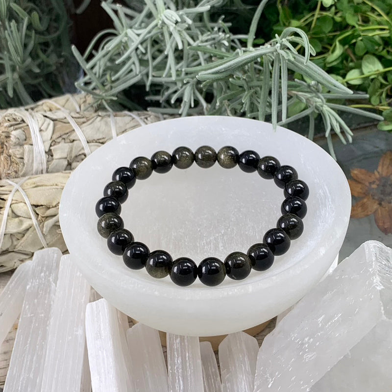 Mala Golden Obsidian Armband Med Påse