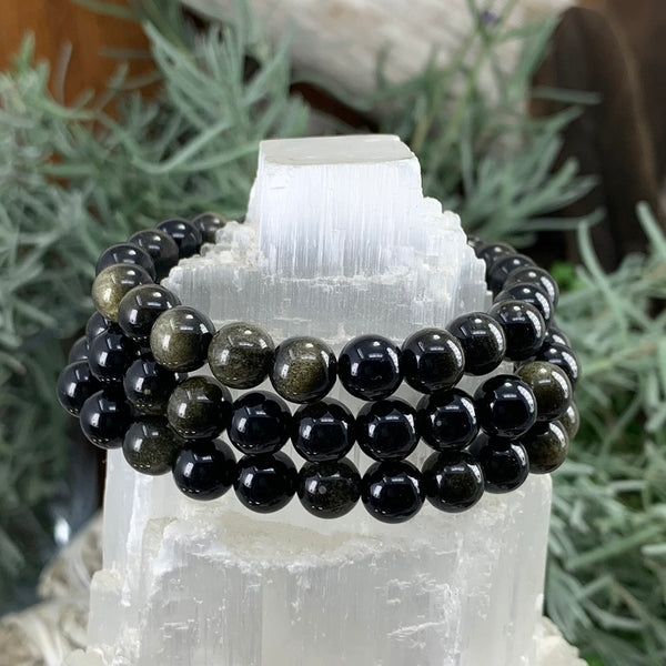 Mala Golden Obsidian Armband Med Påse