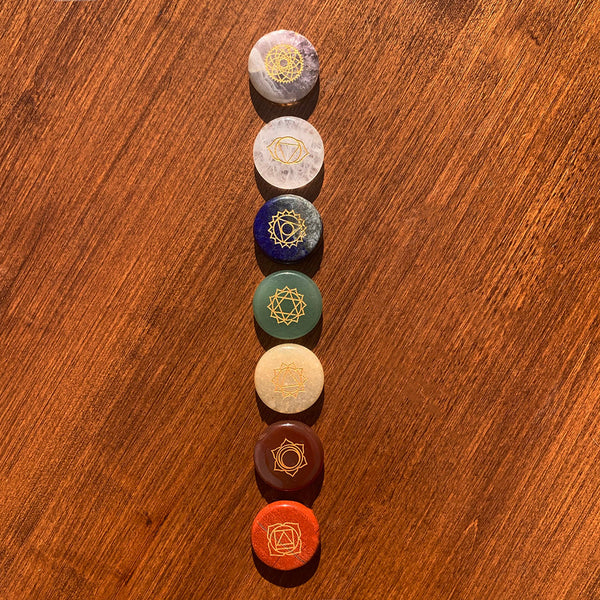 FREE GIVEAWAY!  7-Chakra Etched Crystal Stone Set (Just Pay Cost of Shipping)