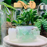 WWW - PRICING -Green Fluorite Octahedron Gem Pod Crystal Water Bottle - water