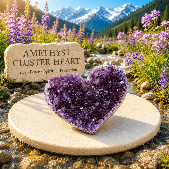 Amethyst Cluster Heart