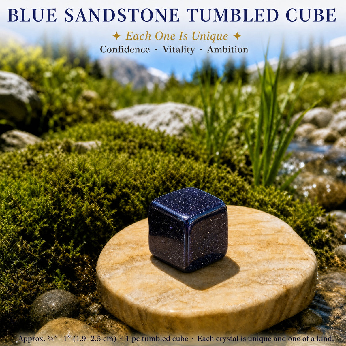 Blue Sandstone Tumbled Cube