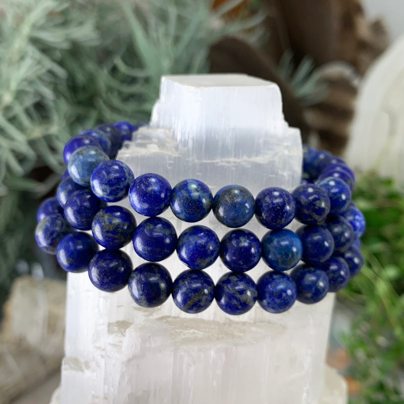 Mala Lapis Lazuli armband med sammetspåse