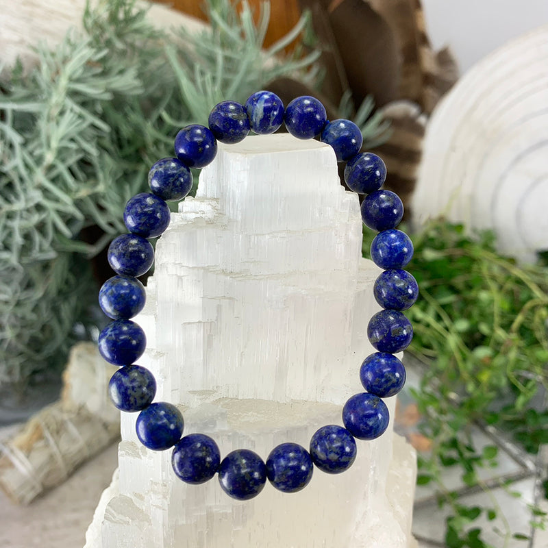 Mala Lapis Lazuli armband med sammetspåse