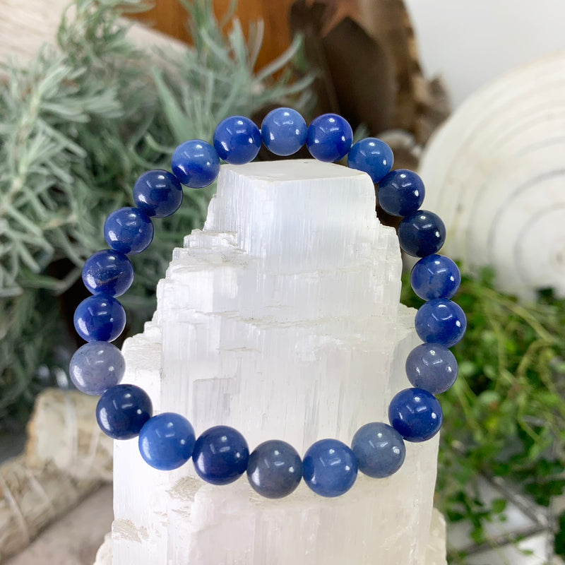 Βραχιόλι Mala Blue Aventurine με βελούδινο πουγκί