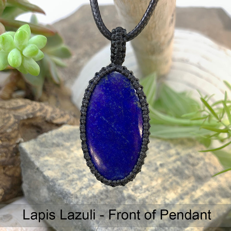 Lapis Lazuli Macrame hänge halsband