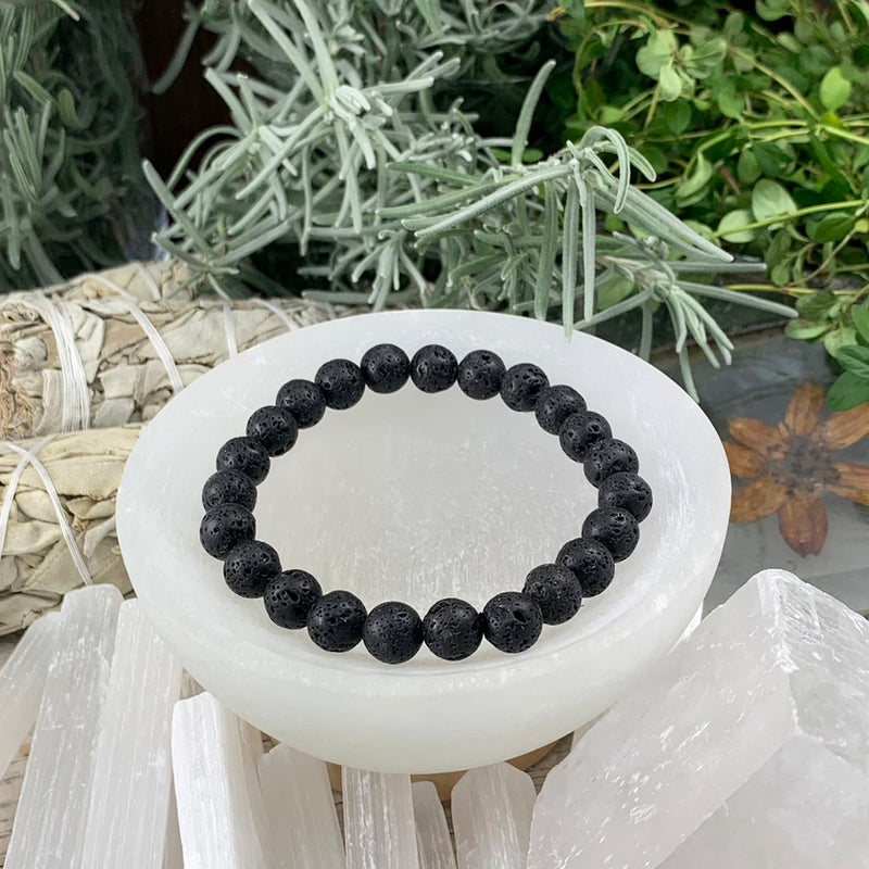 Βραχιόλι Mala Lava Stone With Velvet Pouch