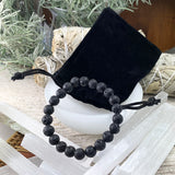 Βραχιόλι Mala Lava Stone With Velvet Pouch