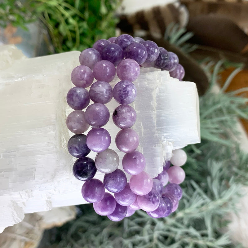 Mala Lepidolite armband med sammetspåse