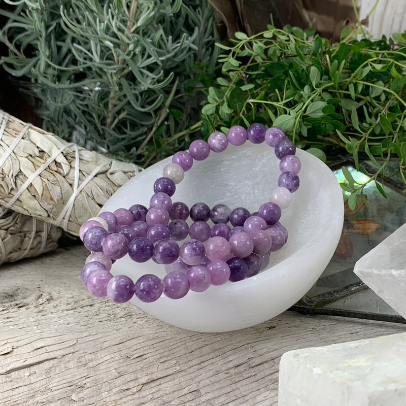 Mala Lepidolite armband med sammetspåse