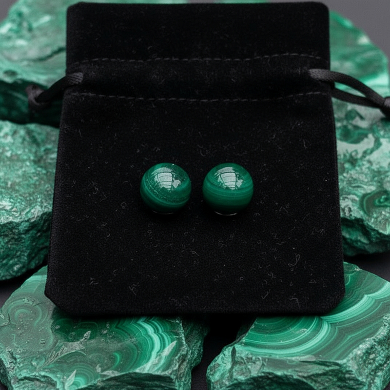 Βραχιόλι Mala African Bloodstone με βελούδινο πουγκί