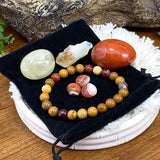 Golden Mookaite Mala Armband Empowerment Pouch Set