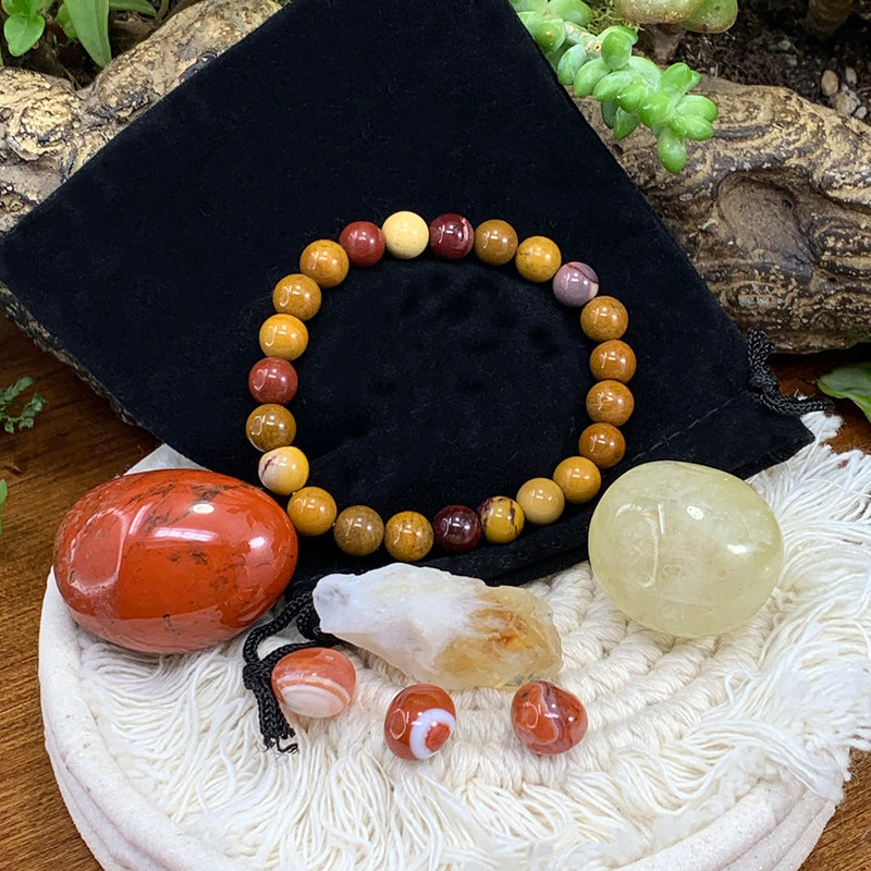 Golden Mookaite Mala Armband Empowerment Pouch Set