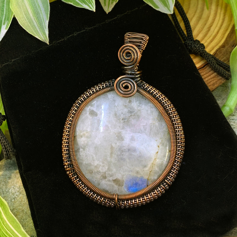 Luna Moonstone Copper Wire Pendant Necklace