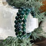 Mala Moss Agate Armband Med Sammetspåse