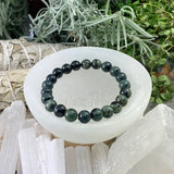 Mala Moss Agate Armband Med Sammetspåse