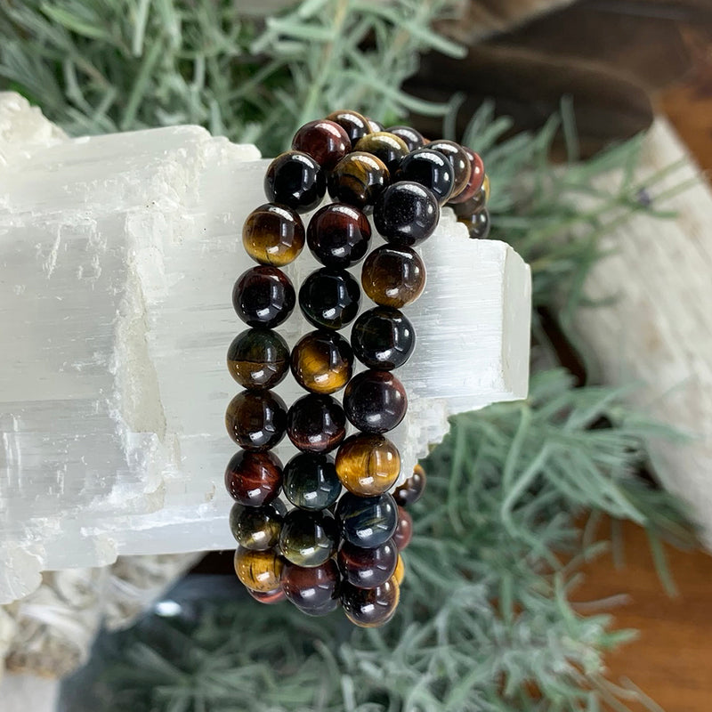 Mala Multicolor Tiger's Eye armband med sammetspåse