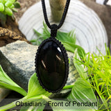 Obsidian Macrame hänge halsband