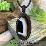 Onyx Macrame hänge halsband