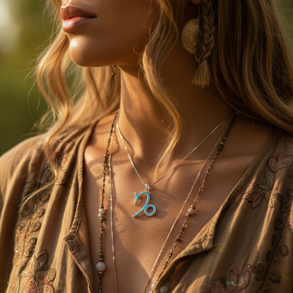 ♑ Capricorn Opal Zodiac Necklace - December 22 to January 19