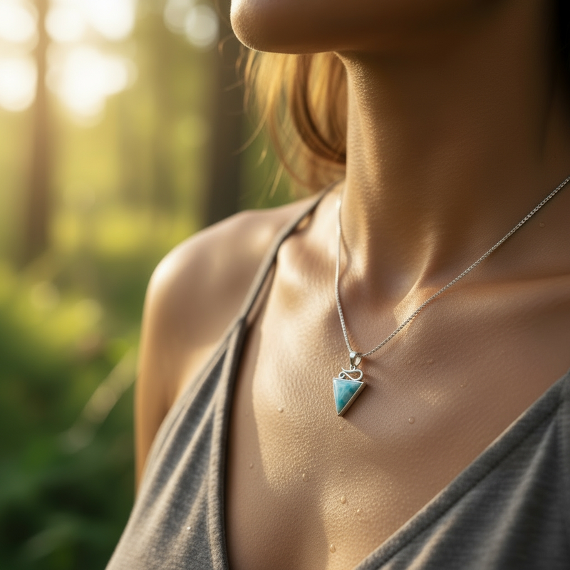 Larimar Silver Trinity Necklace