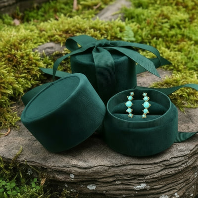 Blue Howlite & Gold Cuff Earrings