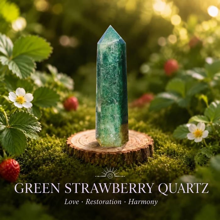 Green Strawberry Quartz crystal point
