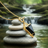 Black Onyx & Gold Guardian Necklace -