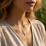 Opal & Silver Cross Faith Necklace