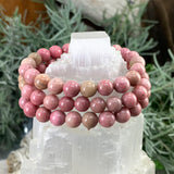 Βραχιόλι Mala Pink Rhodonite με βελούδινο πουγκί