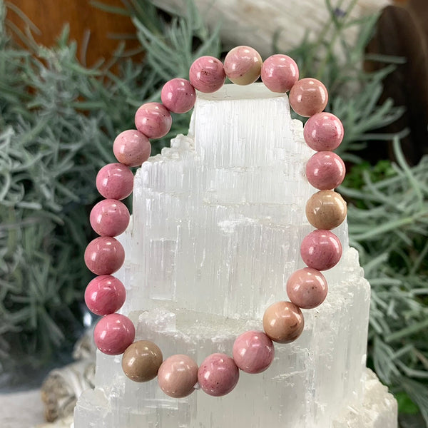 Βραχιόλι Mala Pink Rhodonite με βελούδινο πουγκί