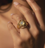 Moonstone & Gold Solar Glow Ring