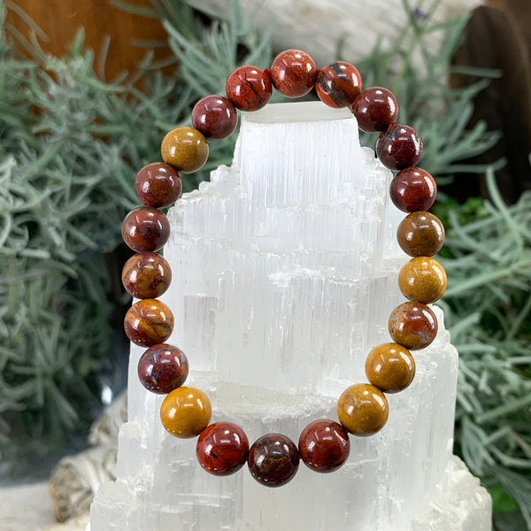 Βραχιόλι Mala Red Earth Mookaite Jasper με βελούδινο πουγκί