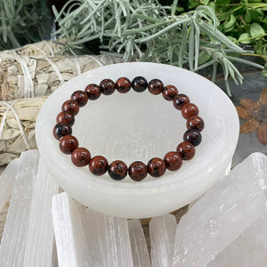 Mala-Armband aus rotem Obsidian mit Samtbeutel