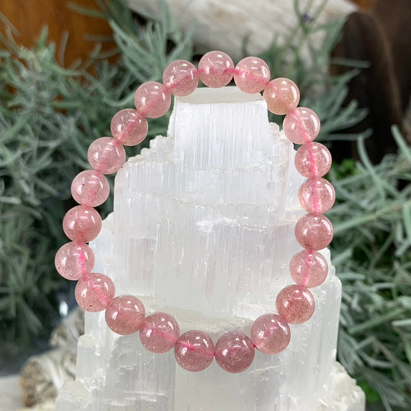 Βραχιόλι Mala Strawberry Quartz με Βελούδινο πουγκί