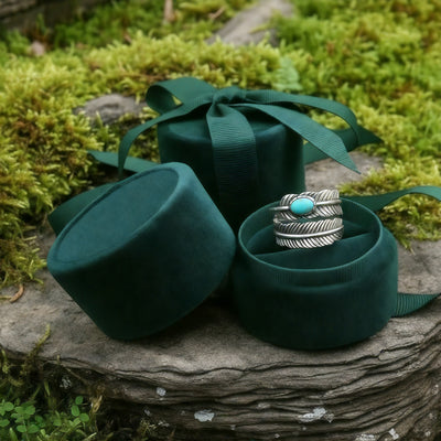 Blue Howlite & Silver Feather Ring