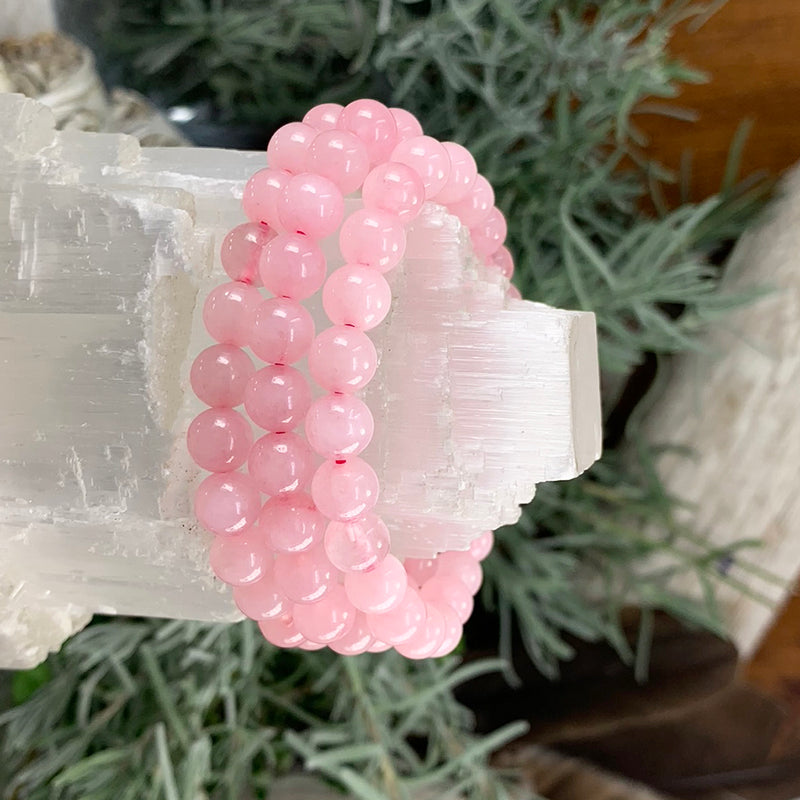 Mala Rose Quartz Armband Med Sammetspåse