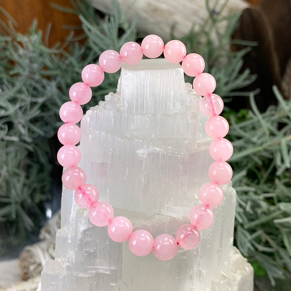 Βραχιόλι Mala Rose Quartz Με Βελούδινο Πουγκί