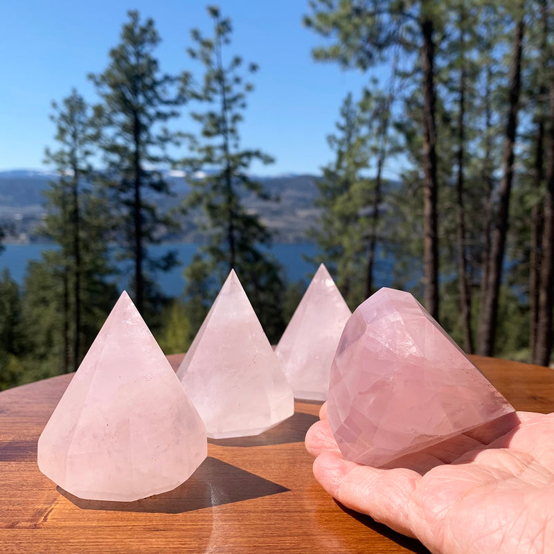 Rose Quartz Diamond Cut Crystal