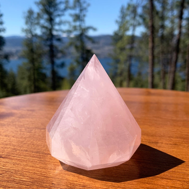 Rose Quartz Diamond Cut Crystal