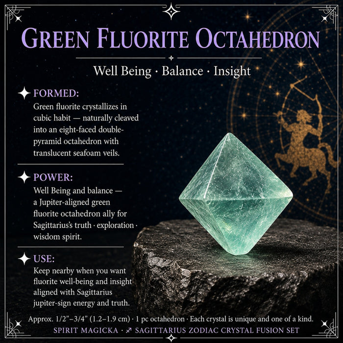 Translucent seafoam-green fluorite octahedron with eight faces