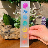 ARRON PRICING - Selenite Chakra Charging Plate + 7 Mini Gemstones - wand